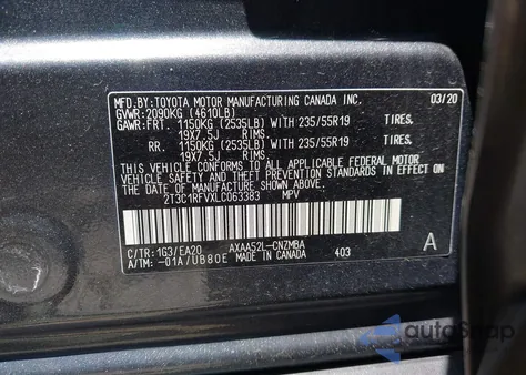 2020 Toyota Rav4 Xle Premium from USA, damaged, VIN 2T3C1RFVXLC063383